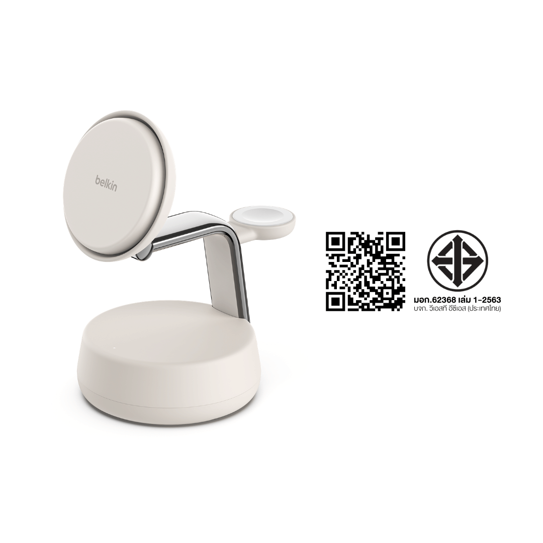 แท่นชาร์จไร้สาย 3-IN-1 BELKIN WIZ040 ULTRACHARGE PRO QI2 (25 วัตต์) สีแซนด์_6